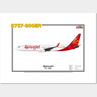 Boeing B737-900ER - SpiceJet (Art Print) Posters and Art